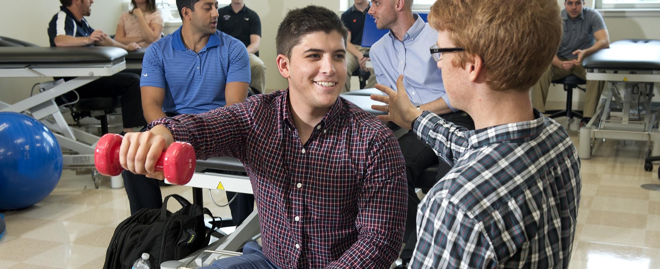 PT students learning in a lab